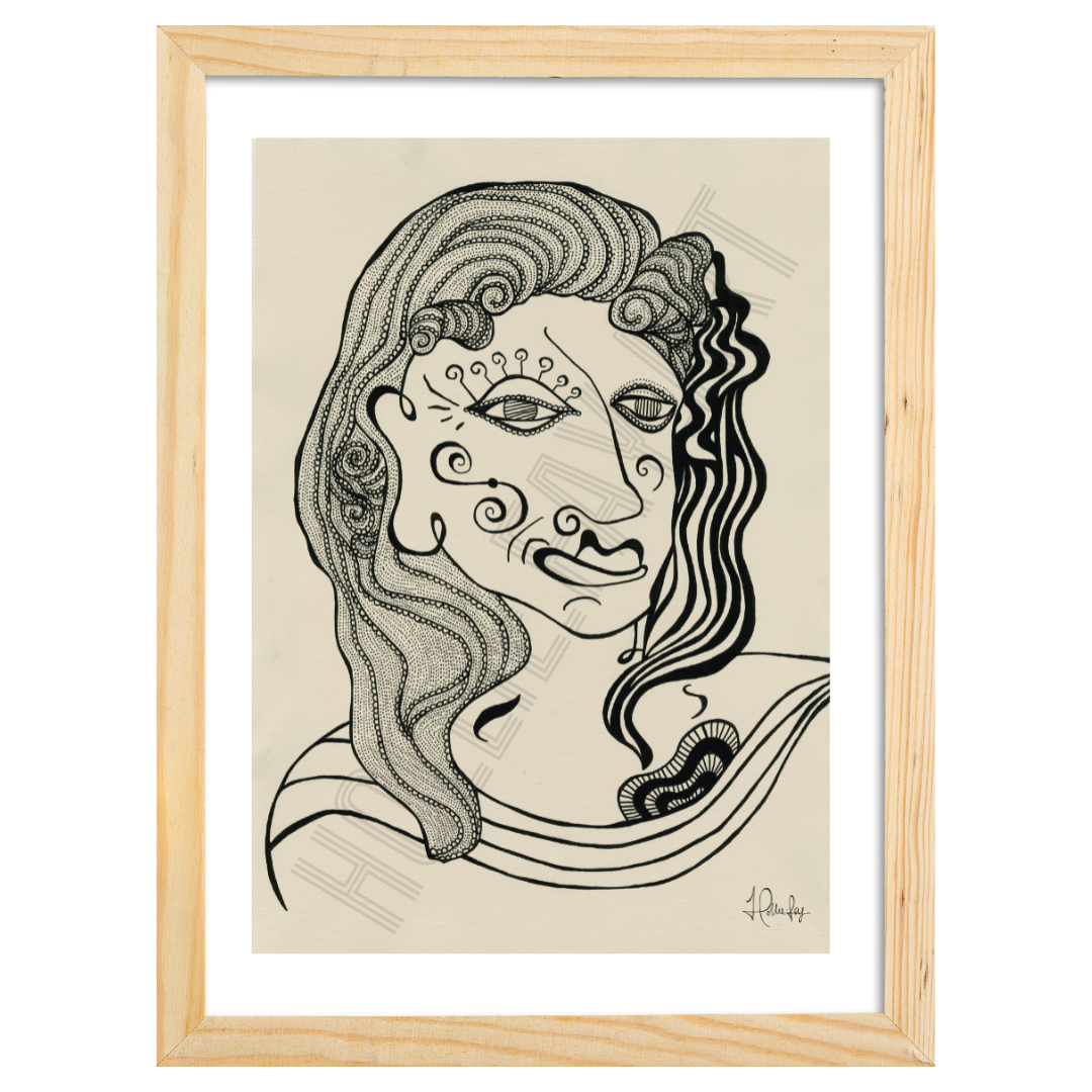 Art print depicting the generational strength and resilience of Big Ammachi, representing the beauty and respect for aging and matriarchal roles.