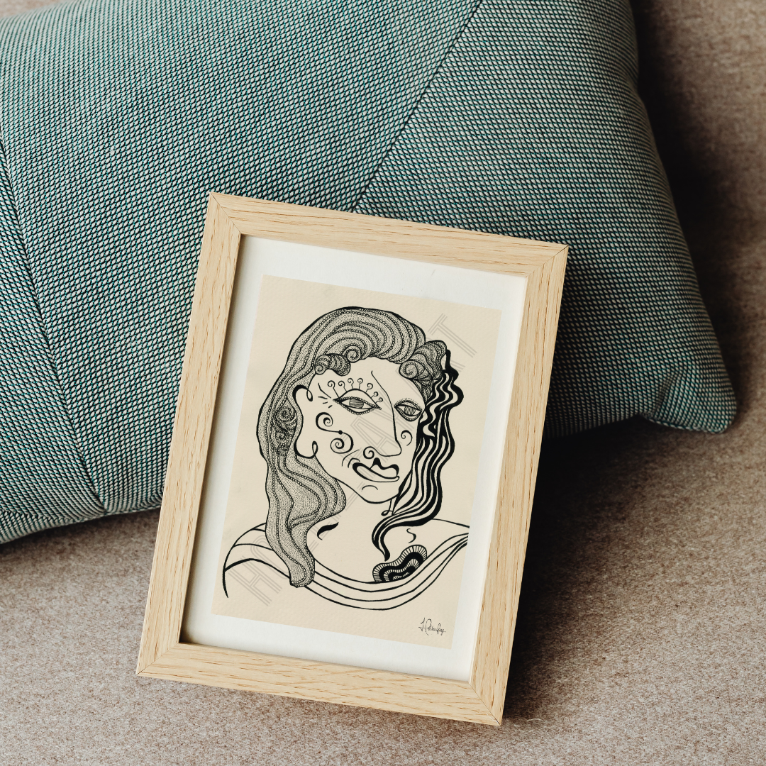 Print illustrating the transformative beauty of aging, inspired by Big Ammachi's story in 'The Covenant of Water,' reflecting wisdom and family dedication.