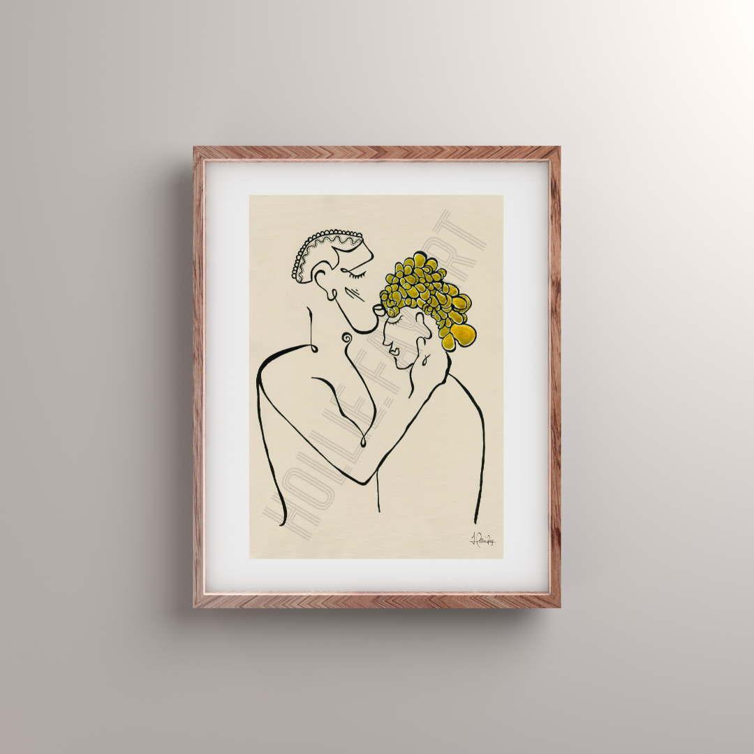 Print representing true devotion and daily commitment, with a beige background and expressive black lines, available as a single piece or within a curated 3-piece collection.
