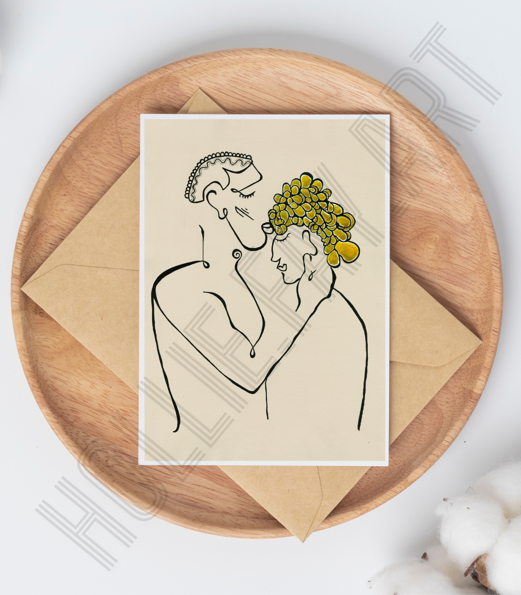 Sophisticated beige and black art print celebrating enduring commitment, designed for display individually or within the 3-piece collection including 'Infatuation' and 'Treasured.