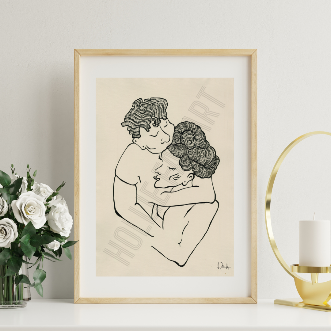 Art print titled 'Treasured,' depicting the depth and evolving nature of love with rich colors and intricate lines, available individually or as part of a 3-piece collection including 'Infatuated' and 'Devoted.