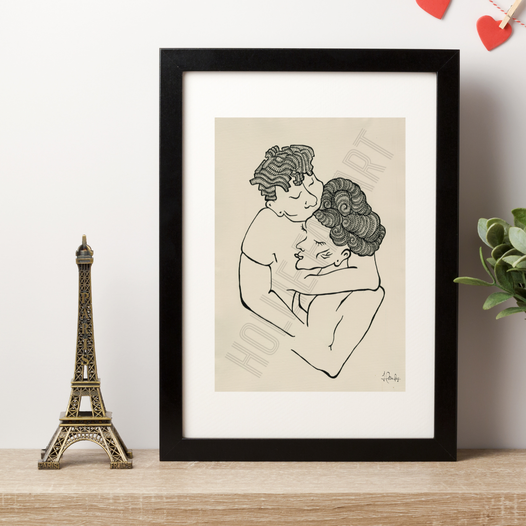 Artwork titled 'Treasured,' capturing the essence of deepening love and shared experiences, available as a standalone piece or as part of a 3-piece collection with 'Infatuated' and 'Devoted.